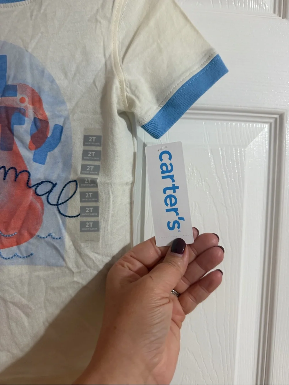 Carter's Cream & Blue 'Pool Party Animal' Short Sleeve Tee